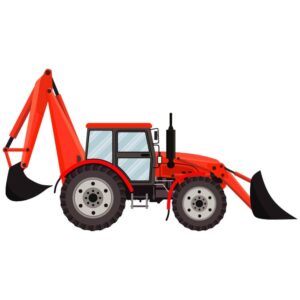 Red tractor excavator bulldozer icon