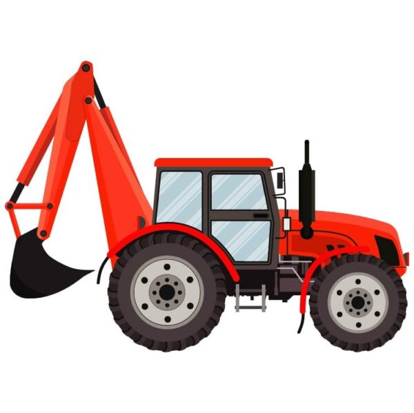 Red tractor excavator bulldozer icon