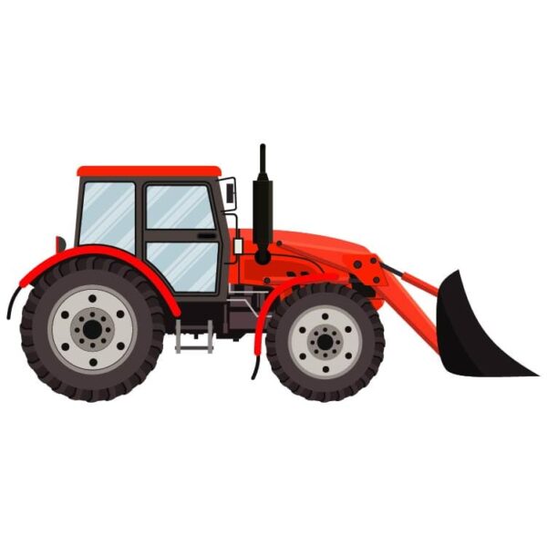 Red tractor excavator bulldozer icon
