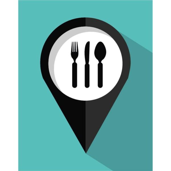 Restaurant menu location with spoon fork and knife