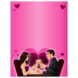 Romantic dinner men and women holding glasses happily