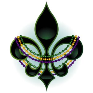 Royal fleur-de-lis with gems and gold with lily mardi gras