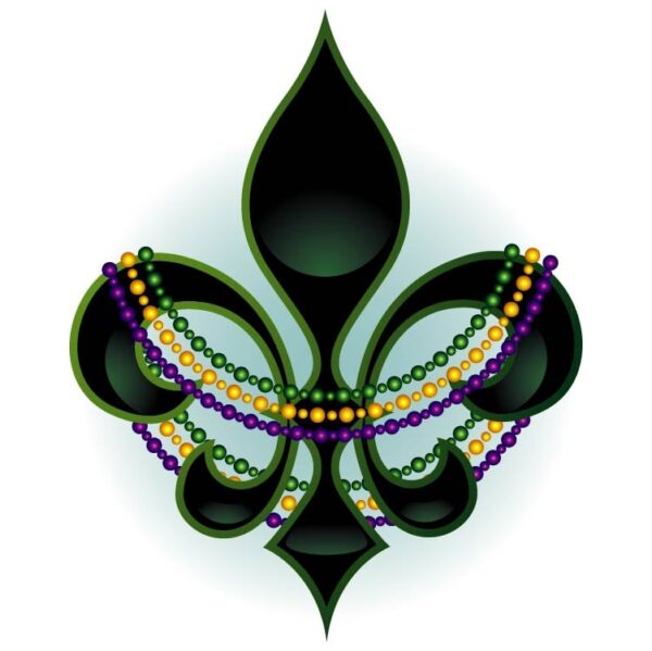 Royal fleur-de-lis with gems and gold with lily mardi gras