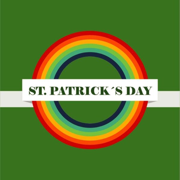 Saint patricks day label with rainbow icons