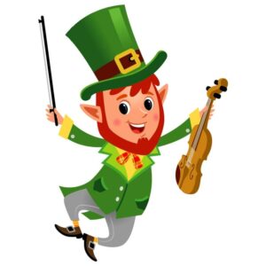 Saint patricks day leprechaun playing violin