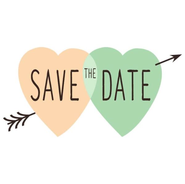 Save the date with hearts and arrow