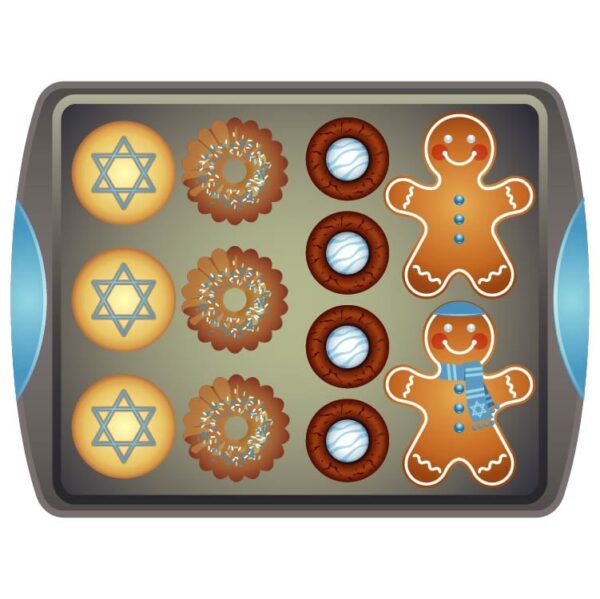 Set of cute gingerbread cookies and biscuits for christmas on plate