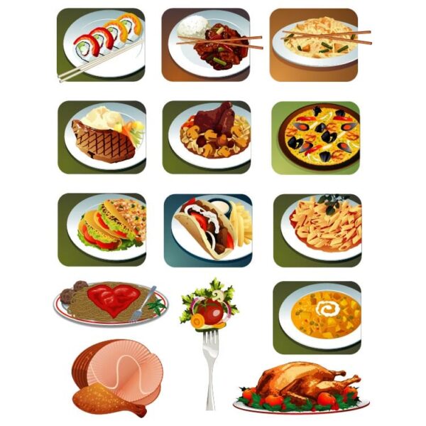 Set of european lunch food icons