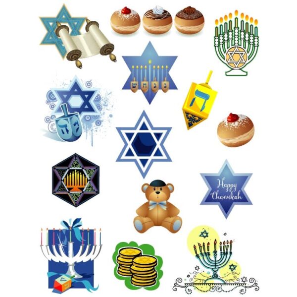 Set of jewish holiday happy hanukkah greeting card traditional happy chanukah