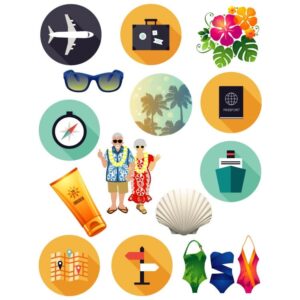 Set of summer travel and beach elements