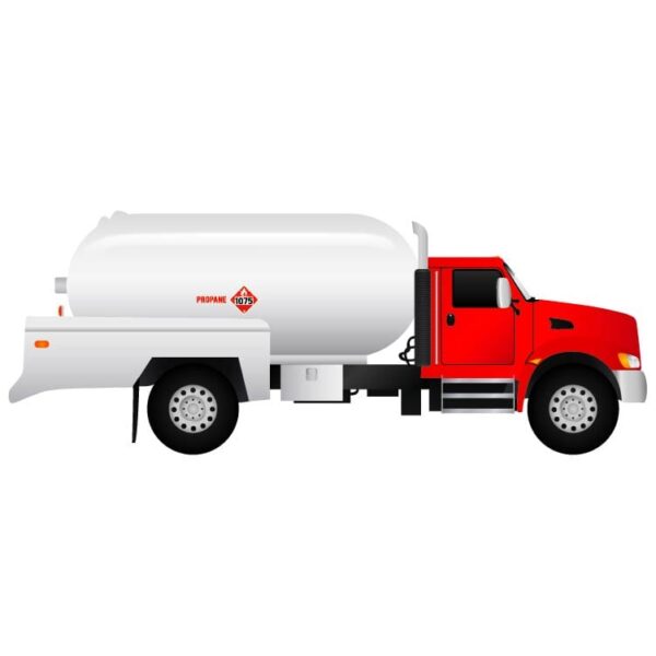 Sideview of bright red propane truck