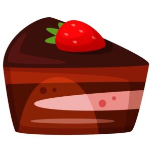 Slice of chocolate cake with strawberry