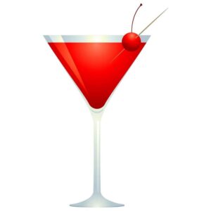 Strawberry margarita cocktail or cherry martini glass drink