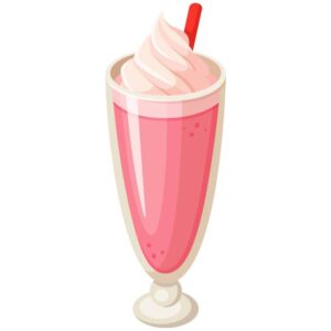 Strawberry milkshake with straw