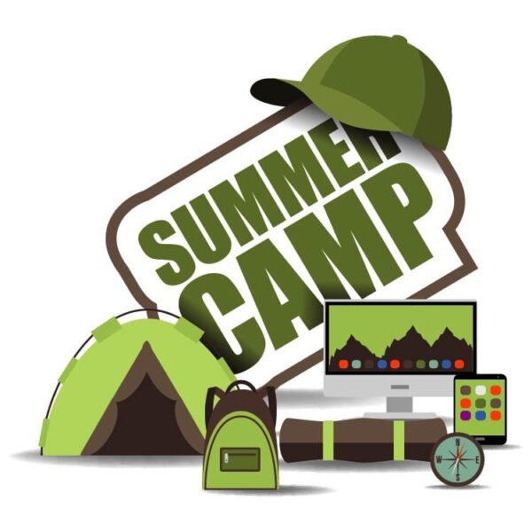 Summer school camp with electronics gadgets and jungle camp gadgets