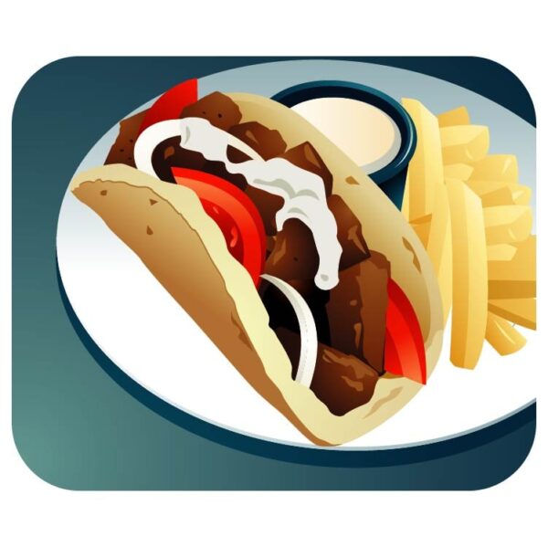 Taco fast food snack mexican cuisine sandwich with French fries and sauce