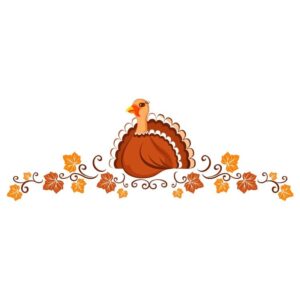 Thanksgiving Turkey bird with autumn leaves