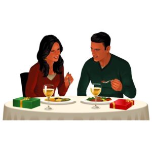 Thanksgiving day couple holiday celebration with festive meal