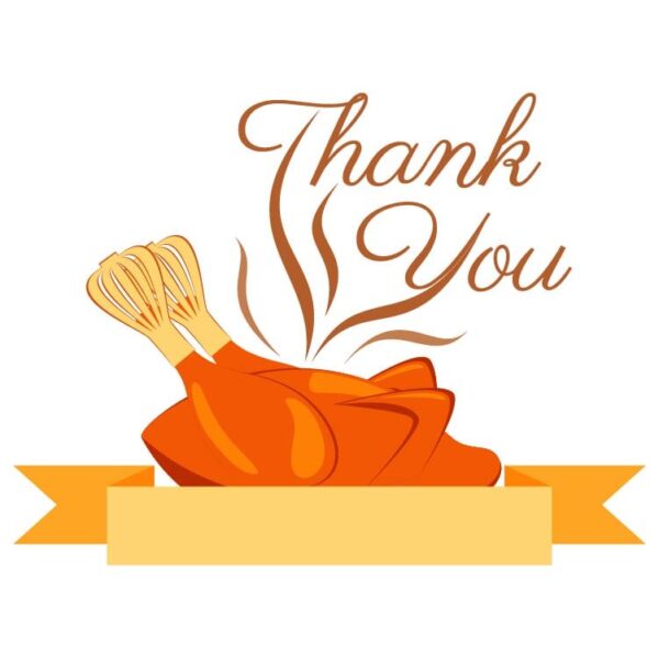 Thanksgiving turkey icon for holiday dinner with copy space strip