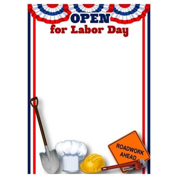 US flag buntings open for labor day with copy space