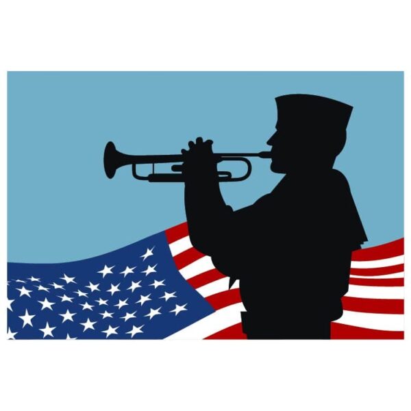 United states flag military trumpet salute