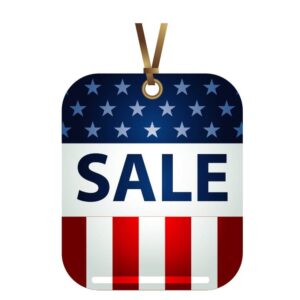 United states sale tag with united states flag