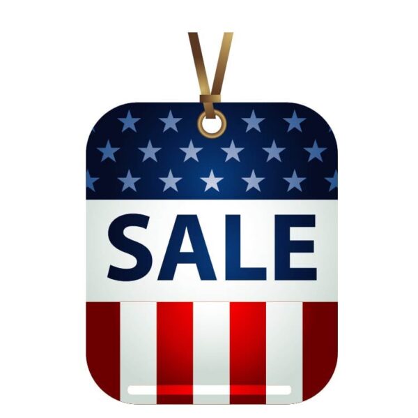 United states sale tag with united states flag
