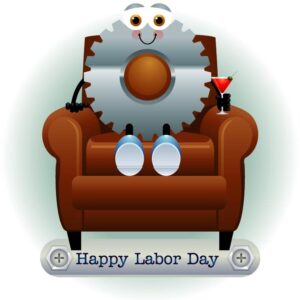 United states theme happy labor day with technical cartoon