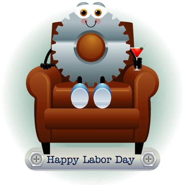 United states theme happy labor day with technical cartoon