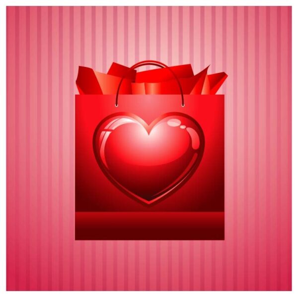 F:\Extra\New folder 30\Valentines red hearts shopping bag with heart shape pink background