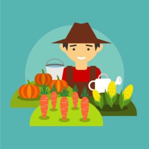 Vegetable farming people icon