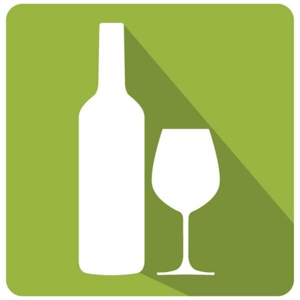 Wine bottle and glass icon green dark shadow