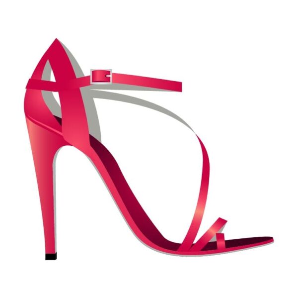 Woman high heel pink color sandal or ankle strap scarlet