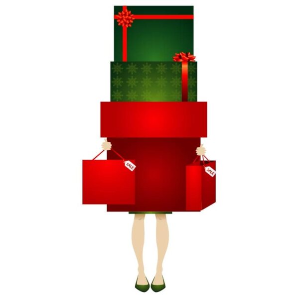 Woman with gift boxes or Women with bags and presents
