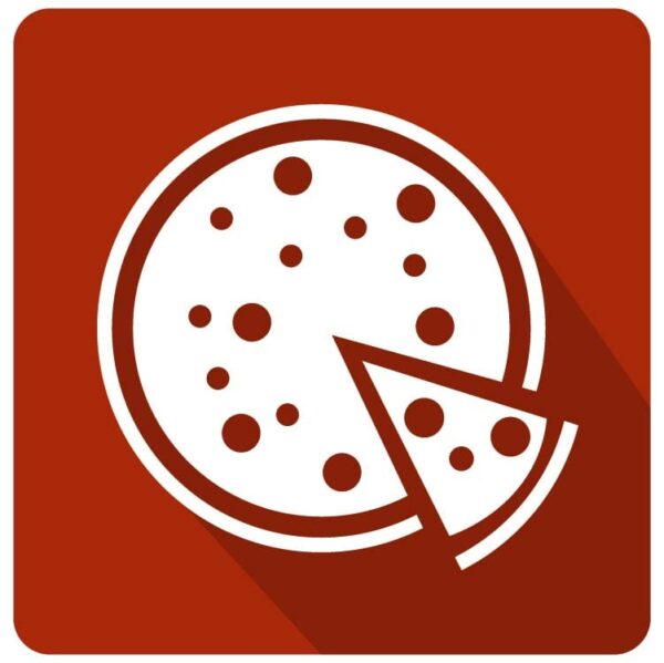 Yummy pizza icon or restaurant pizza icon