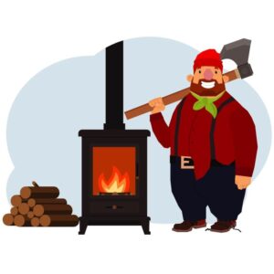 woodcutter man near the wood burner