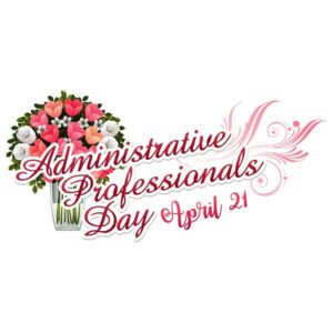 Administrative professionals day with flowers or flower bouquet in a glass conical vase