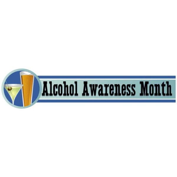 Alcohol awareness month banner with alcohol