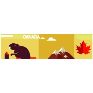 Canadian symbols and landmarks banners for Canadian travel agency natural architectural and cultural attractions