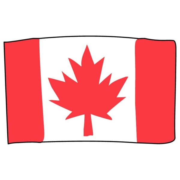 Cartoonistic canadian flag waving