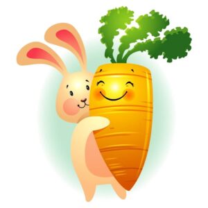 Cute rabbit hold big carrot cartoon