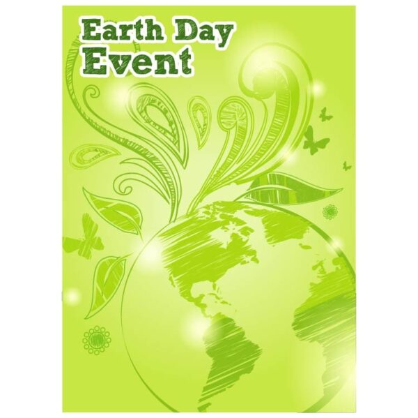 Earth day event with flourish background