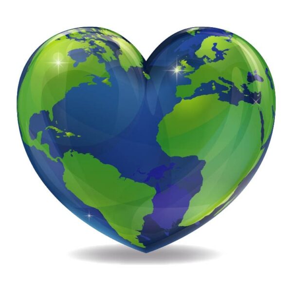 Earth day heart concept love the world heart