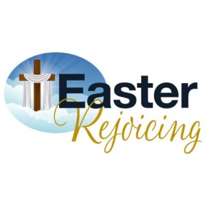 Easter Rejoicing lettering with Easter religious the resurrection of hope and golden cross