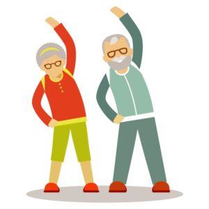 Grand father and mother wearing sport wear work out or senior citizen and old man grandparent doing exercises