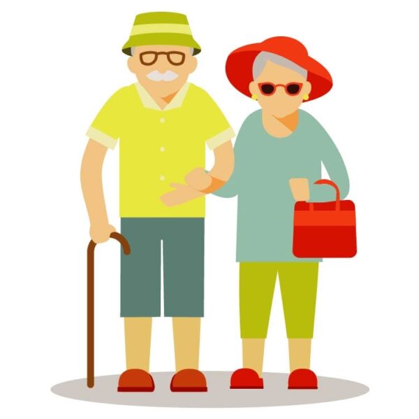 Grandmother and grandfather couple or elderly people in casual wear
