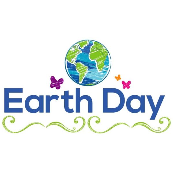 Happy earth day with environmental concept in drawing style and earth