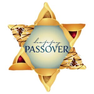 Happy passover jewish stars hamantaschen traditional jewish holiday with purim cookie