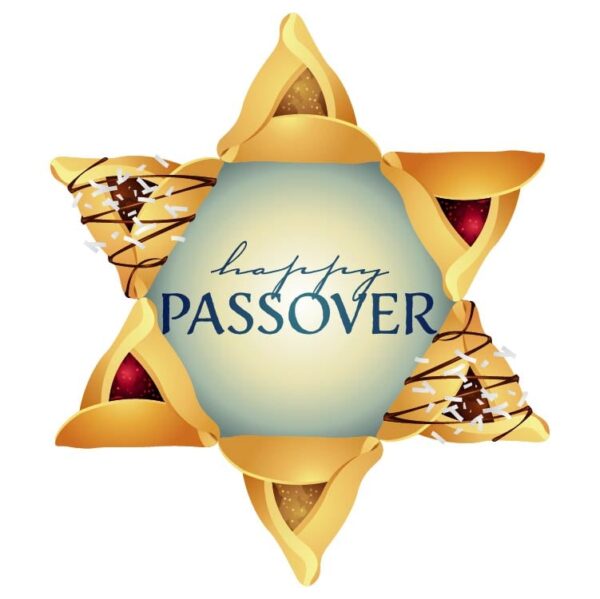 Happy passover jewish stars hamantaschen traditional jewish holiday with purim cookie