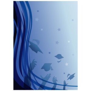 High school or university graduation celebration blue color background